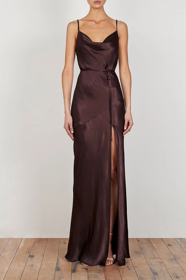 La Lune Bias Cowl Maxi Dress | Chocolate | Dresses | Shona Joy – Shona Joy International Wedding Dresses Unique, Brown Dress, Brown Fashion, Fancy Dresses, Cute Casual Outfits, Night Dress, Pretty Dresses, Elegant Dresses, Fashion Inspo Outfits