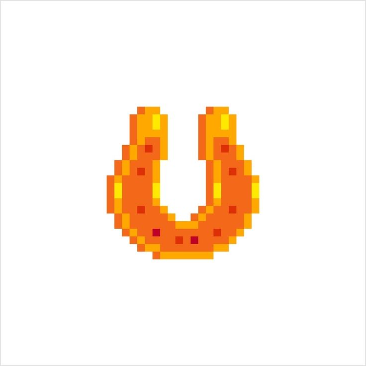 the letter u is made up of small squares in orange and yellow colors on a white background