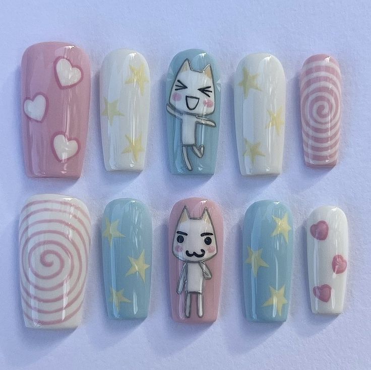 @a4ngelnails Nail Designs Sanrio, Doing My Nails, Heavy Burden, Im So Happy, Punk Nails, Cute Simple Nails, Anime Nails, Pretty Gel Nails, Really Cute Nails