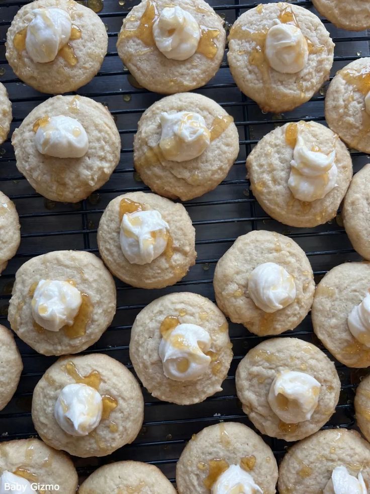 cookies with marshmallows and icing on a cooling rack, ready to be eaten