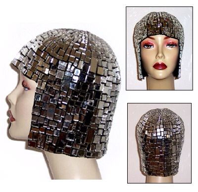 Mirror Headpiece, Kooky Fashion, Cool Hair Designs, Mirror Gallery, Disco Costume, Flapper Hat, Disco Fever, Website Coming Soon, Mirror Ball