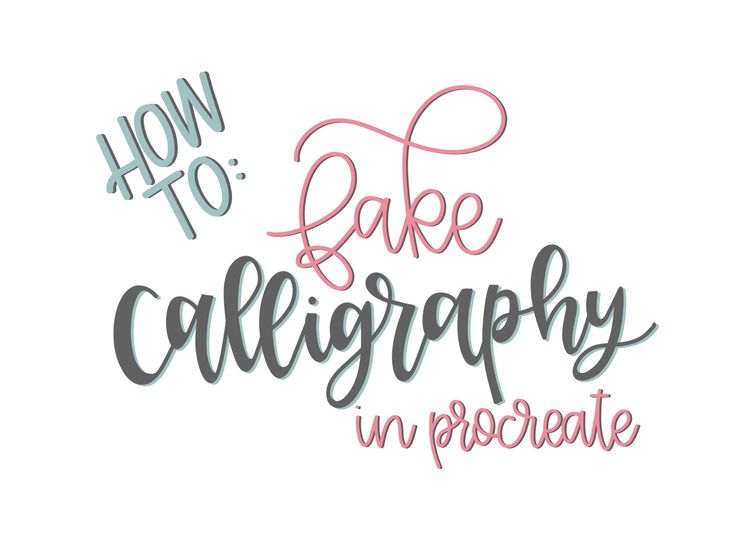 the words how to make calligraphy in procreate are displayed on a white background