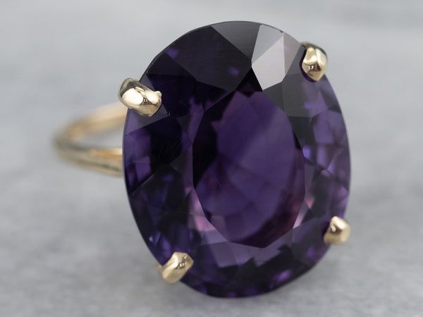 Gold Amethyst Statement Ring Luxury Classic Amethyst Ring, Luxury Classic Amethyst Ring With Polished Finish, Luxury Vintage Amethyst Ring For Formal Occasions, Elegant Yellow Gold Amethyst Ring With Brilliant Cut, Elegant Green Amethyst Ring, Elegant Oval Amethyst Ring, Elegant Amethyst Ring With Center Stone, Round Cut, Elegant Amethyst Ring For Anniversary, Classic Purple Amethyst Ring Round Cut