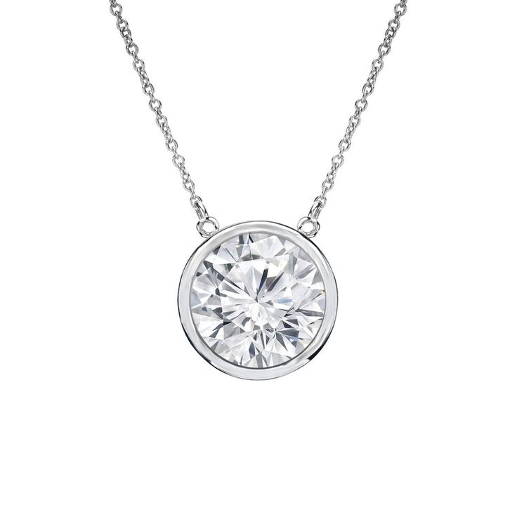 A Bezel-Set diamond setting. This is a sleek and elegant necklace set by a master jeweler in a 14k white gold Bezel-Setting, suspended from a 14k white gold cable chain. The diamond Total weight is (1/2 carat). Bezel Set Necklace, White Gold Bangle, Platinum Chain, Yellow Gold Bangle, Diamond Wedding Sets, Necklace Diamond, Bezel Set Diamond, Elegant Necklace, Gold Bangle Bracelet