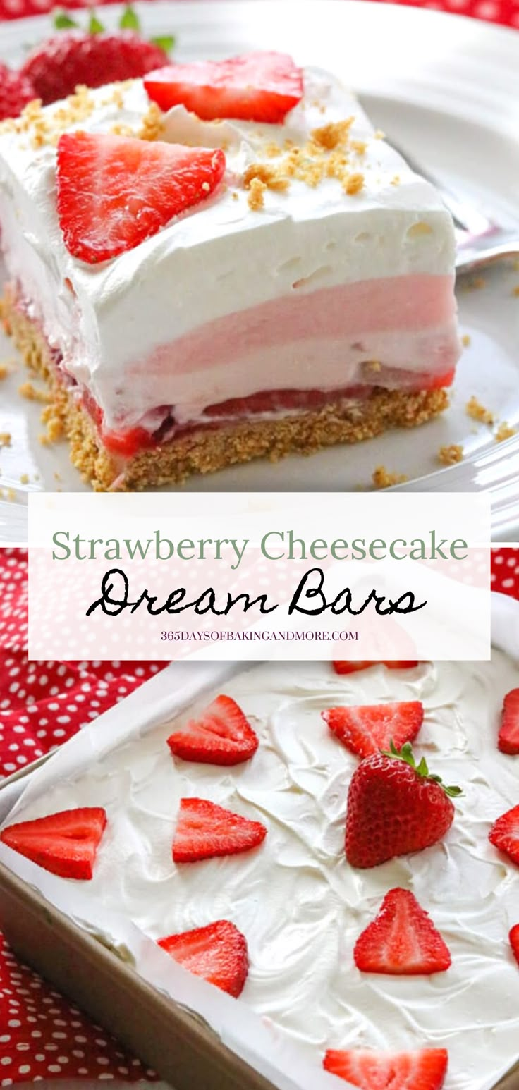 strawberry cheesecake ice cream bars with strawberries on top and the words, strawberry cheesecake