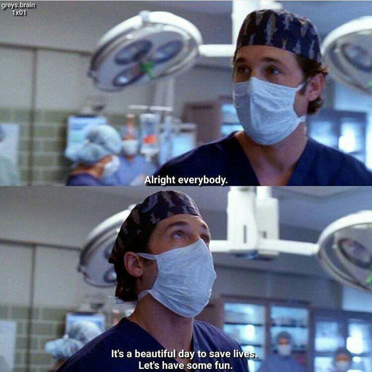 two doctors in scrubs and masks with the caption, alright everybody's a beautiful night to save lives