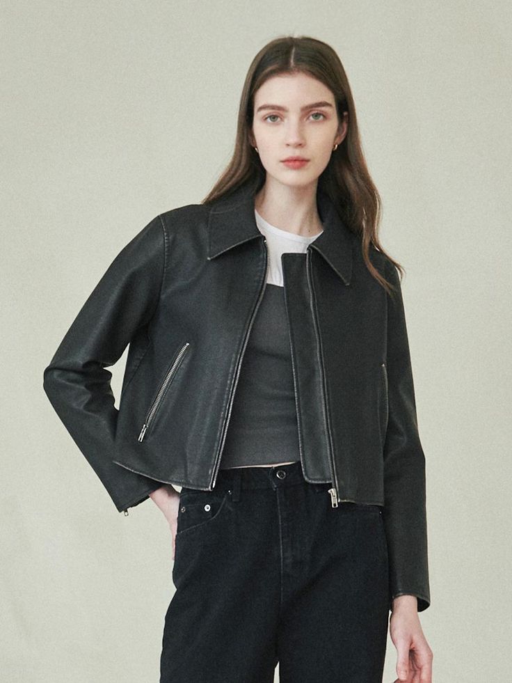 Eco Leather Washed Crop Jacket - Black Cropped Jacket Women, Cropped Leather Jacket With Zipper For Work, Edgy Cropped Outerwear For Work, Urban Cropped Fall Outerwear, Urban Cropped Outerwear For Fall, Modern Cropped Jacket With Zipper For Work, Modern Cropped Jacket With Zipper Closure For Work, Cropped Leather Outerwear For Work, Spring Leather Cropped Jacket For Work