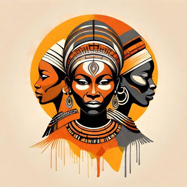 three african women are depicted in an artistic painting