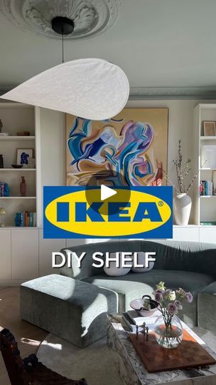 the ikea logo is displayed in front of a living room with furniture and decor