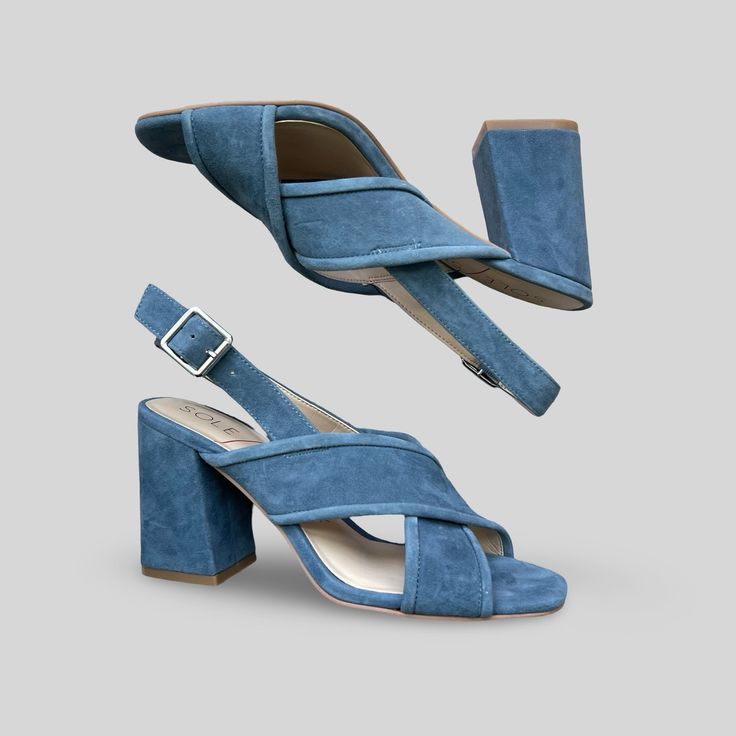 Sole Society Joree Blue Suede Heeled Sandals. Criss Cross Design And Comfy Block Heel. Measurements: Size: 7.5 Heel Height: 3.5" This Item Is New And Comes With The Original Box. Blue Slingback Sandals With Removable Insole, Casual Blue Slingback Sandals With Open Heel, Casual Blue Open Heel Slingback Sandals, High Heel Blue Slingback Sandals For Spring, Blue Slingback Heels With Removable Insole, Blue Slingback Pumps With Padded Heel For Spring, Blue High Heel Slingback Sandals For Spring, Blue Slingback Pumps With Open Heel For Spring, Blue Slingback Pumps For Spring