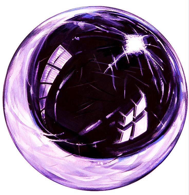 a drawing of a purple glass bowl on a white background