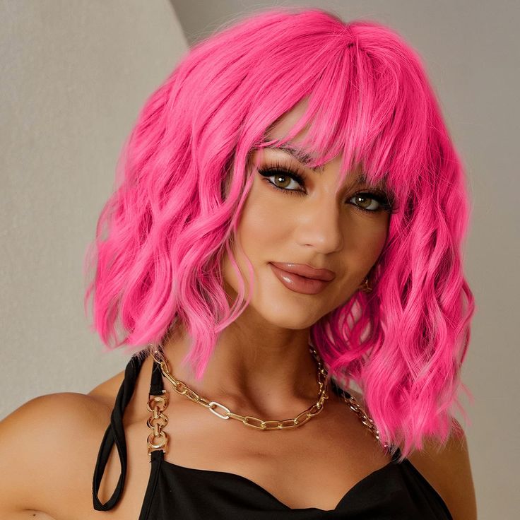 PRICES MAY VARY. [High Quality Material]--Short hot pink wavy wig, this short pink wig with bangs for women uses high quality high temperature resistant synthetic fibers, the craftsmanship is improved, The pink wavy bob wig looks real, flowy and bouncy, have beautiful, long, thick, realistic looking hair and hairline, If you need a luxurious hair style in a minute, this pink short bob wigs for women is your best choice. [Wig Style]--The pink wigs for women hair fibers actually look real and very Bob Riccio, Pink Wigs, Curly Bob Wig, Petite Blonde, Blond Ombre, Wig Curly, Sentiment Analysis, Blonde With Pink, Curly Bob Wigs