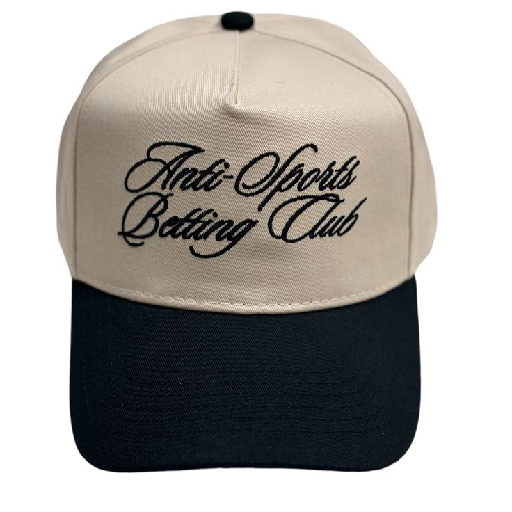 The Anti Sports Betting Club Trucker Hat adds a playful touch to your casual wardrobe with its bold statement and classic trucker design. Style it with jeans and a graphic tee for a fun and relaxed vibe. Shop more Hats Black and white Embroidered Sporty Baseball Cap With Logo Print, Sporty Logo Print Baseball Cap, Sporty Curved Brim Hat With Logo Print, Sporty Baseball Cap With Logo And Curved Brim, Sporty Baseball Cap With Logo Print And Curved Brim, Casual Baseball Cap With Graphic Print And Flat Brim, Casual Baseball Cap With Graphic Print, Casual Flat Brim Baseball Cap With Graphic Print, Sporty Trucker Cap With Embroidered Logo