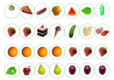 an image of different fruits and vegetables in the shape of circles on a white background