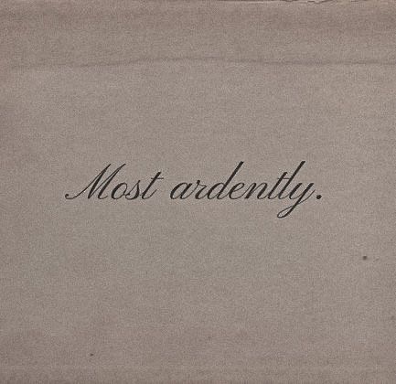 an old envelope with the word'most ardenity'written in black ink on it