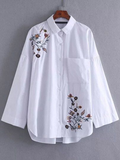 Floral Embroidery Blouse, Printed Tee Women, White Floral Embroidery, T-shirt Print Design, Fancy Shirt, Beaded Blouse, Fashion Tops Blouse, Embroidery Top, Embroidery On Clothes