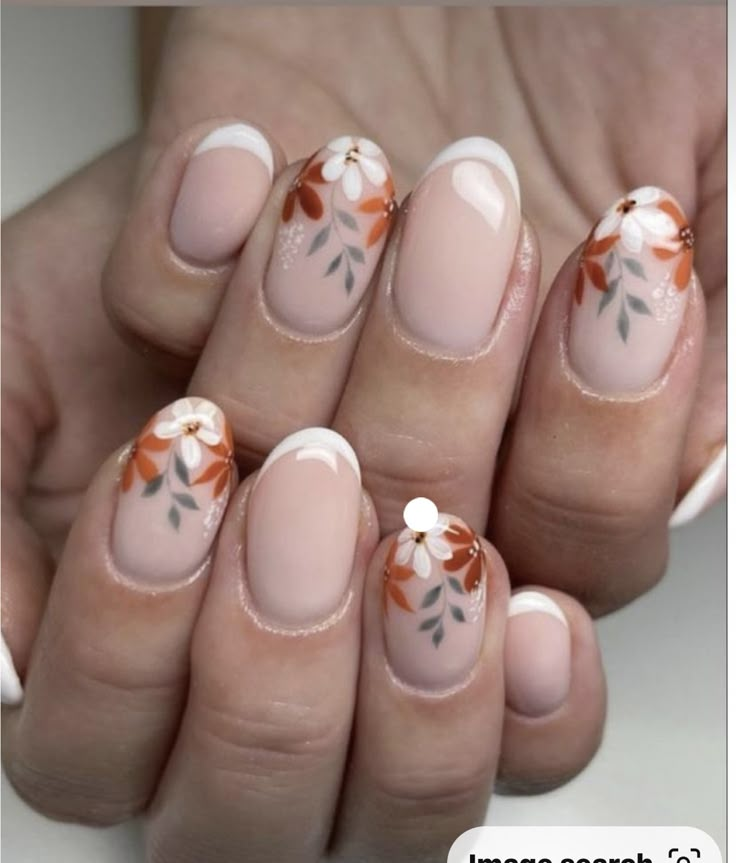 May Nails Ideas 2024 Flowers, Dahlia Nail Art, Floral Fall Nails, Autumn Floral Nails, Floral Wedding Nails, Fall Floral Nails, Flower Nail Designs, Her Nails, Autumn Nails