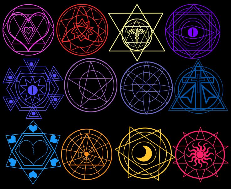 the seven chakras in different colors on a black background, each with their own image