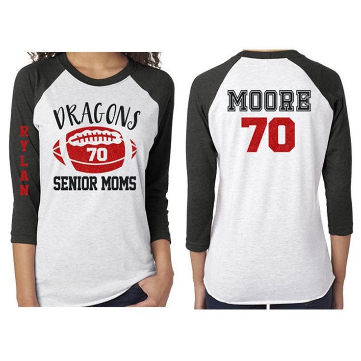 a women's baseball shirt with the number 70 on it and an image of a football