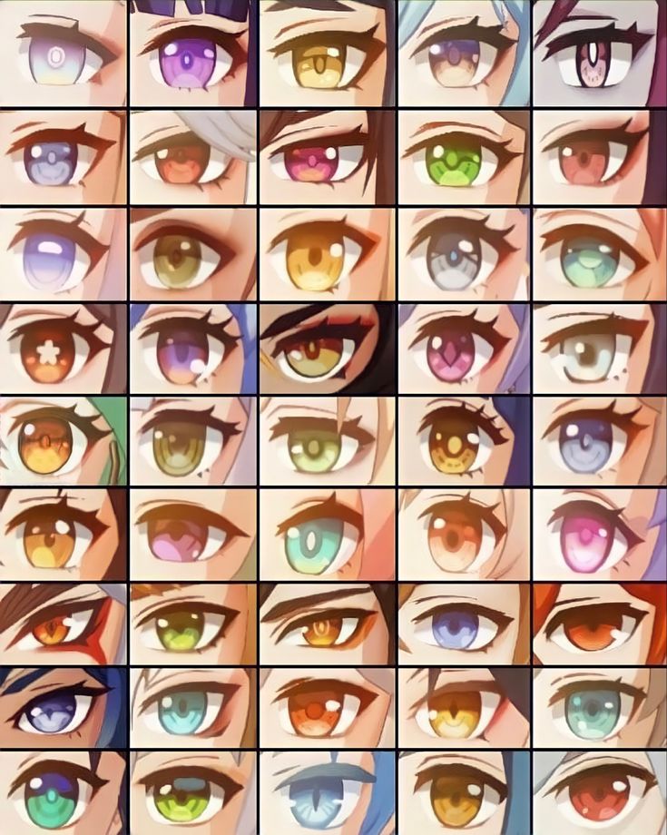 many different colored eyes are shown in the image, and there is no image to describe