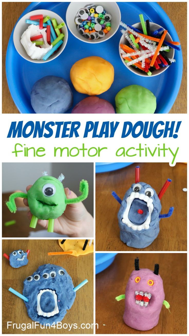 the monster play dough fine motor activity for kids