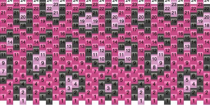 a pink and black pattern with numbers in the middle, on top of each other