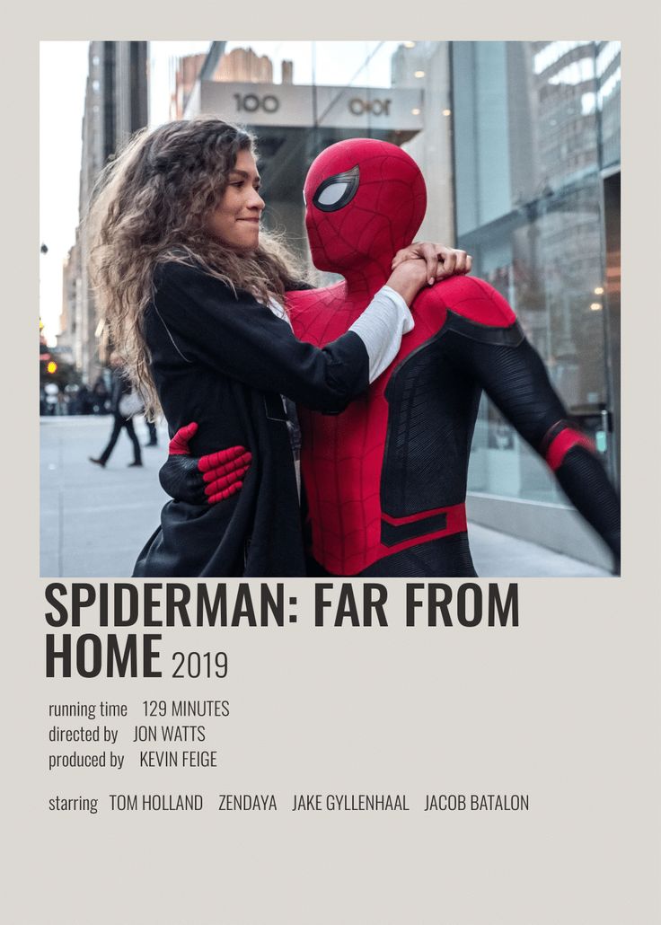 spider - man and woman hugging in front of a building with the words, spider - man home coming