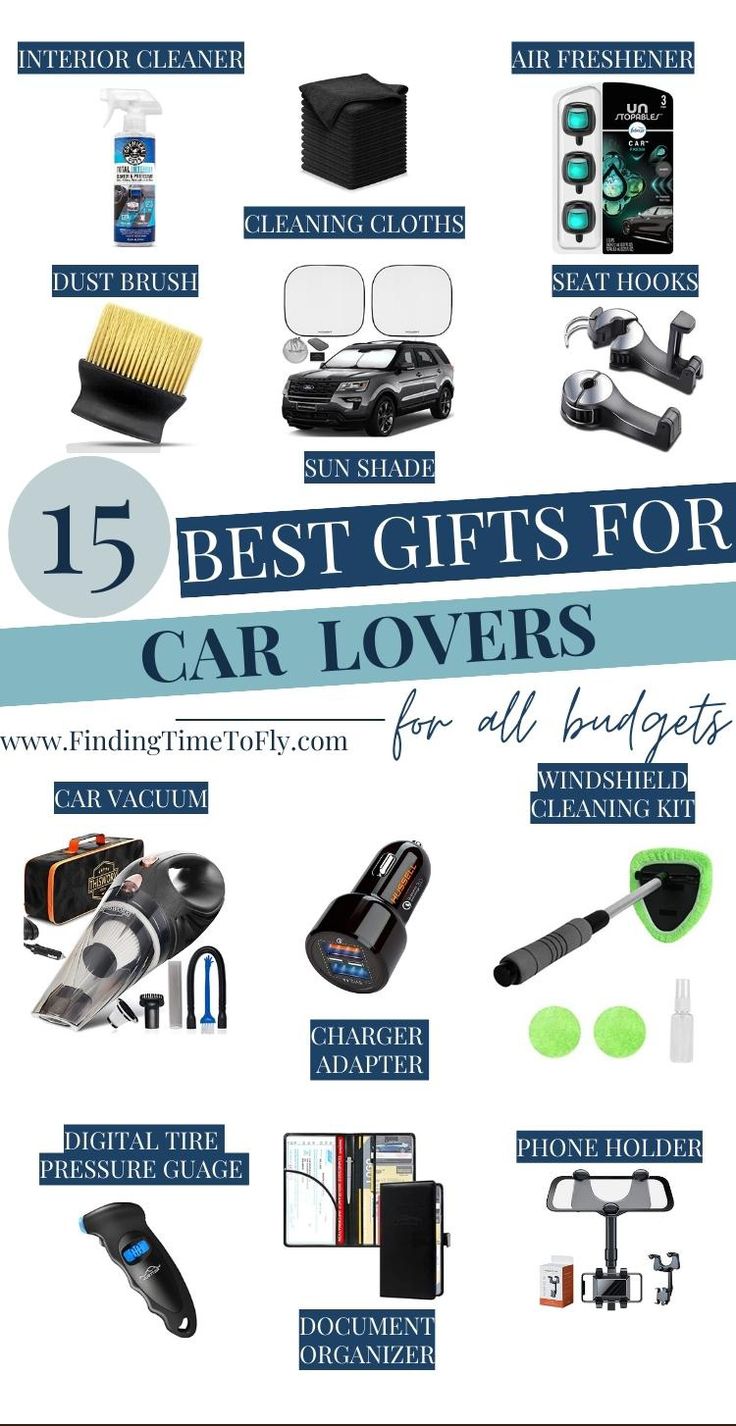 Gift ideas for car lovers including cleaning items, organizing items, and more. Car Basket Gift Ideas For Boyfriend, Car Accessories Gifts For Men, Christmas Gifts For Car Guys, Car Gift Ideas For Boyfriend, Gifts For A Car Guy, Car Related Gifts, Car Basket Gift Ideas, Car Boyfriend Gifts, New Car Gift Basket