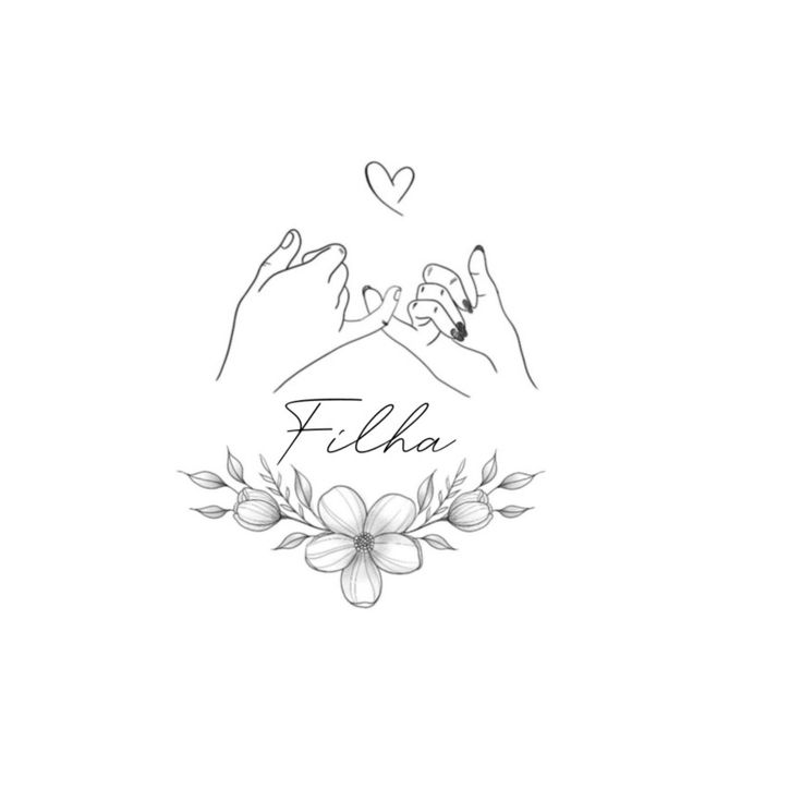 two hands holding each other with the word ella above it and flowers in front of them