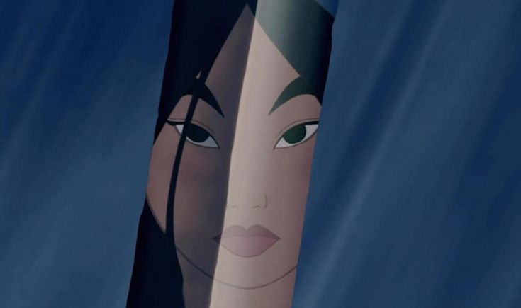 an animated image of a woman's face behind a tall piece of paper with her eyes closed