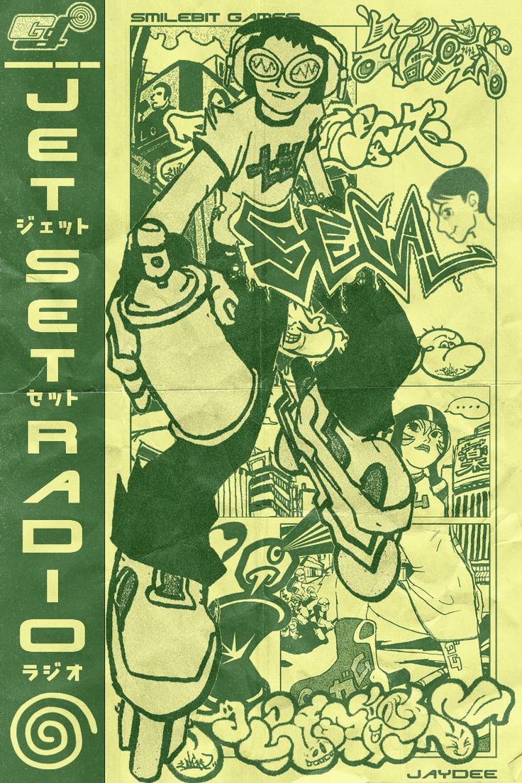 Jet Set Radio Poster Jet Set Radio Poster, Retro Art Poster, Jet Set Radio Wallpaper, Jet Set Radio Aesthetic, Radio Poster Design, Jet Set Radio Art, Video Game Poster Design, Radio Poster, Game Core