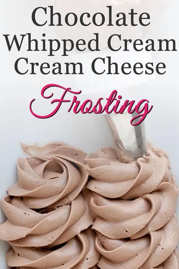 chocolate whipped cream cheese frosting on a white plate