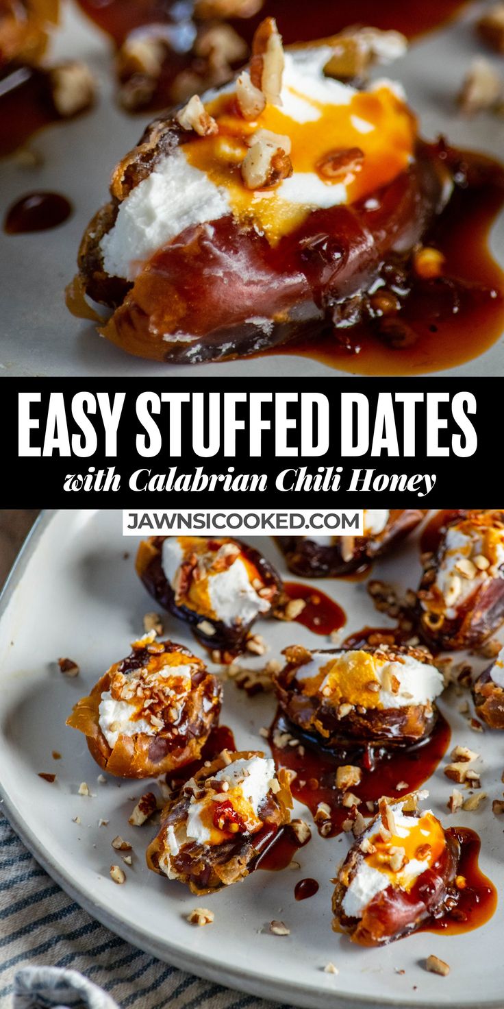 an easy stuffed date with canadian chilli honey is the perfect appetizer for any special occasion