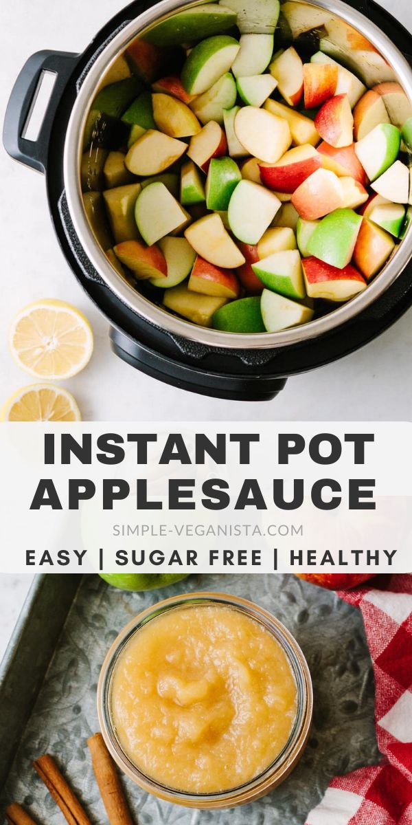 instant pot apple sauce in a bowl with sliced apples and cinnamon sticks next to it