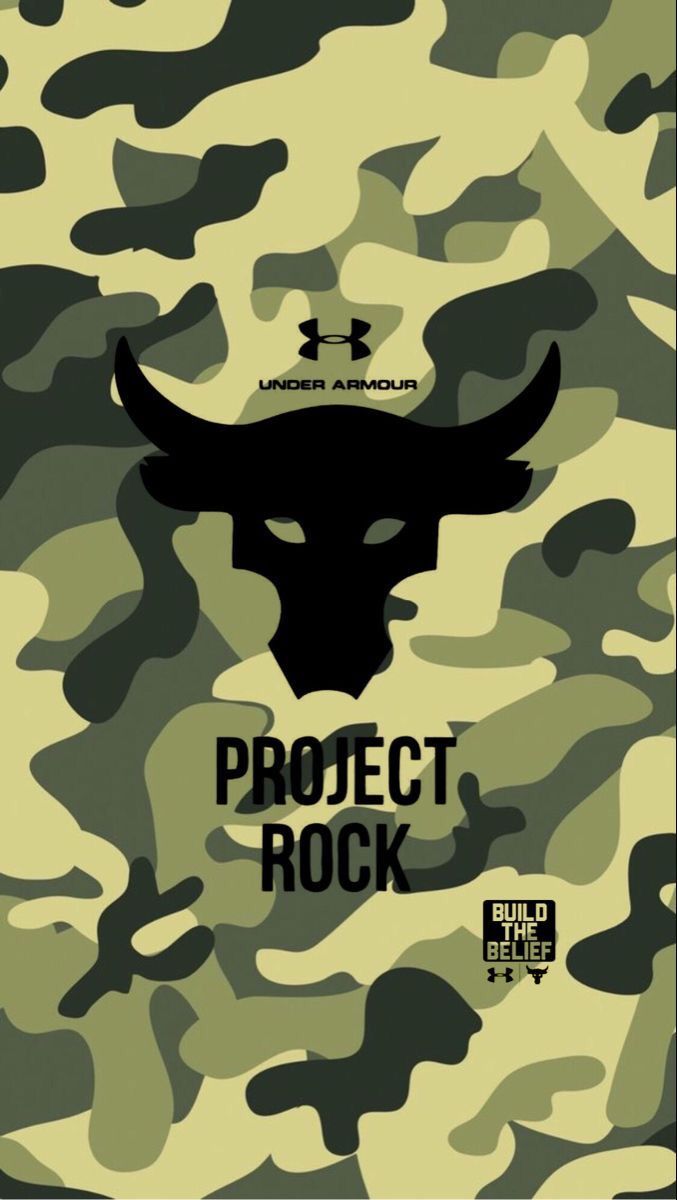 a camo background with the word project rock on it and an image of a bull's head