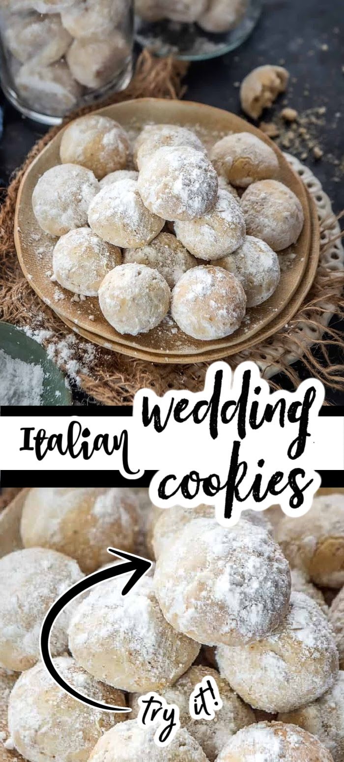 two pictures showing different types of wedding cookies