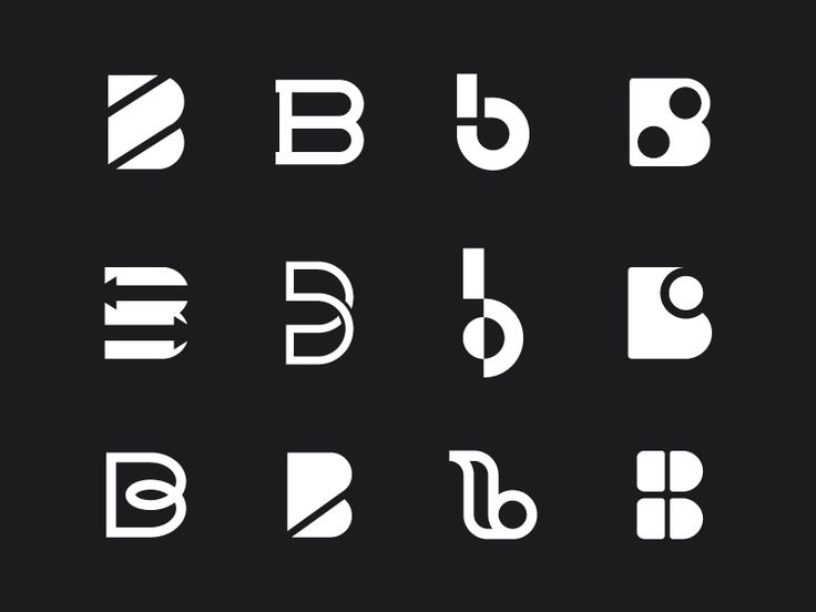 the different type of font used in logos and web design, including letter b, c, d, e, f