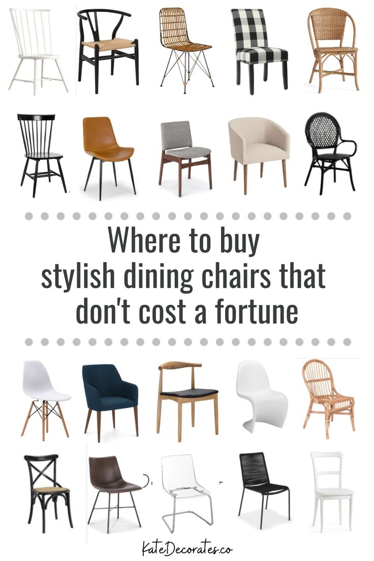 different chairs with the words where to buy stylish dining chairs that don't cost