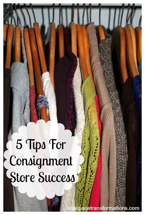 clothes hanging on racks with the words 5 tips for consignment store success