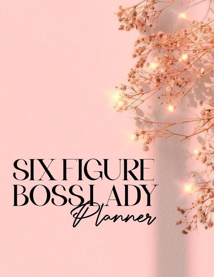 a pink background with the words six figure boss lady planner written in black on it