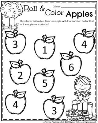 the roll and color apples worksheet