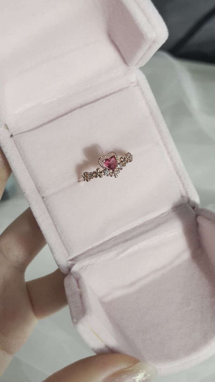 Pink Heart Ring Aesthetic, Cute Heart Rings, Coquette Rings Aesthetic, How To Treat A Girlfriend, Pretty Rings Aesthetic, Cute Pink Rings, Pink Rings Aesthetic, Coquette Wedding Ring, Cute Pink Jewelry