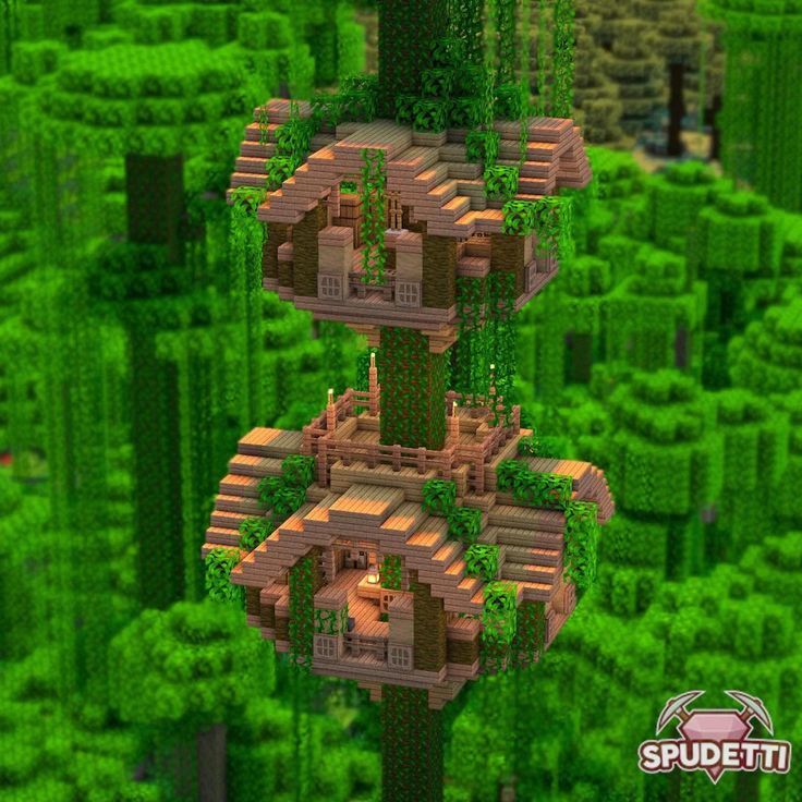 Minecraft Jungle House, Jungle Treehouse, Minecraft Tree, Case Minecraft, Minecraft Decoration, Rumah Minecraft Sederhana, Minecraft Structures, Bangunan Minecraft, Minecraft Cottage