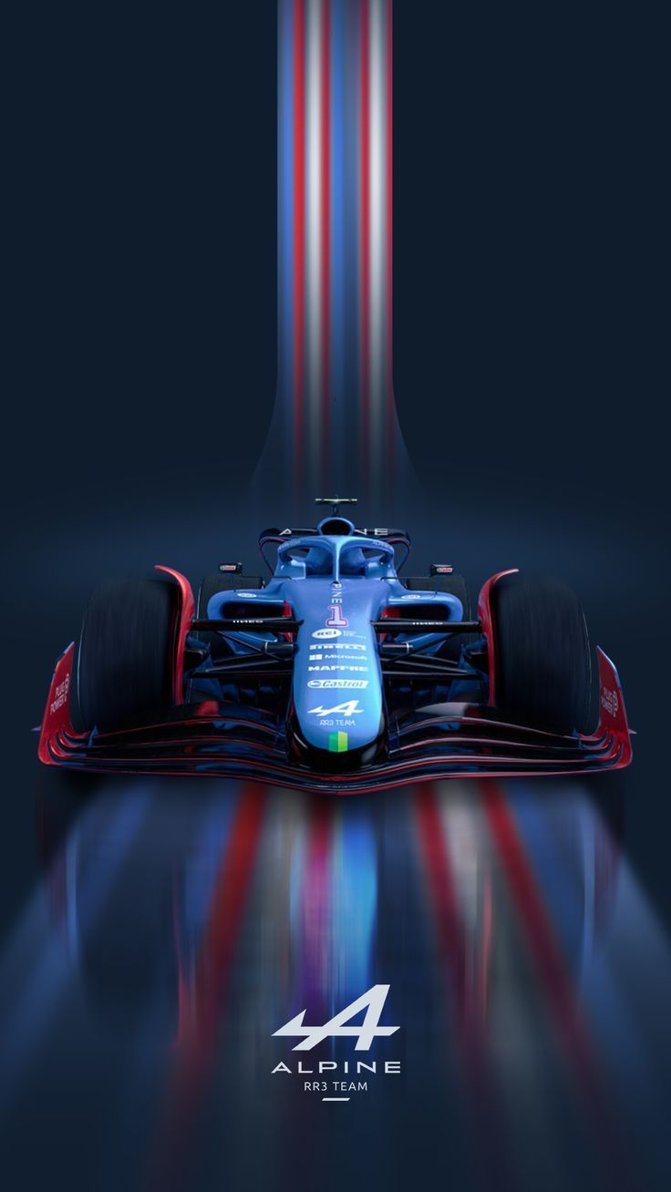 the new red, white and blue formula car is shown in front of a black background