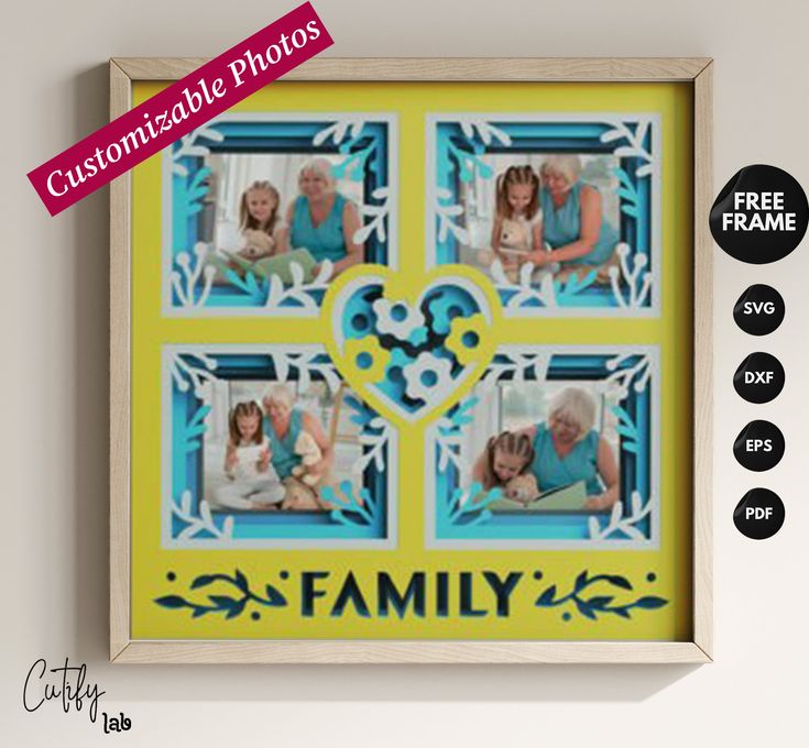 Product Description: Introducing our exquisite 3D Family Gallery Shadow Box, a truly unique and personalized piece of art. This custom-made shadow box frame showcases your family's most cherished moments, making it a perfect addition to any home decor. Crafted with meticulous attention to detail, this handmade item is designed to impress and create a lasting impression. Highlights: - Instant Digital Download: With your purchase, you will receive an instant digital download in the form of a ZIP f Multi Photo Frame, Free Frames, Family Sign, Multi Photo, File Box, Family Signs, Cherished Memories, Shadow Box Frames, Custom Boxes