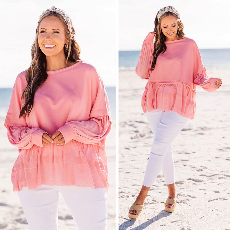 We made this top with you in mind! This bold pink top features a babydoll design, providing a flowy fit that flatters! The bubble sleeves add a touch of whimsy to this versatile top! With its fun color and comfortable fit, this top is the perfect addition to your wardrobe!
Self- 82% Cotton, 18% PolyesterContrast- 90% Polyester, 10% Rayon Casual Beach Tops With Lantern Sleeves, Balloon Sleeve Tops With Ruffles For Day Out, Summer Tops With Balloon Sleeve And Ruffle Hem, Feminine Puff Sleeve Tops For Beach, Summer Balloon Sleeve Tops With Ruffle Hem, Pink Balloon Sleeve Tops For Day Out, Feminine Pink Solid Color Tops, Casual Flowy Top With Balloon Sleeves, Flowy Balloon Sleeve Tops With Ruffles