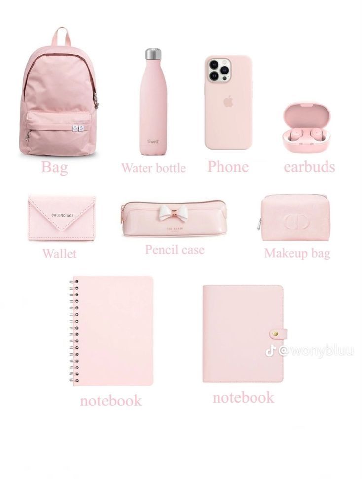 School Backpack Essentials, Pink Academia, Everyday Bag Essentials, Pretty School Supplies, Cute Stationary School Supplies, School Bag Essentials, Backpack Essentials, Cute School Stationary, Inside My Bag