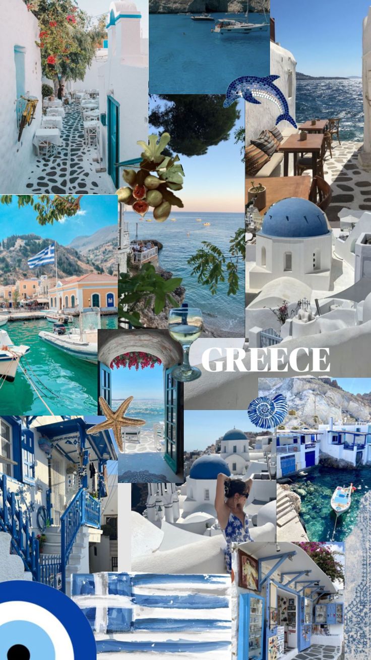 a collage of photos with the words greece