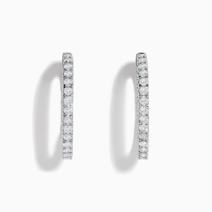 Effy Pave Classica 14K White Gold 1" Diamond Inside-Out Hoop Earrings 1.96 TCW Gold Diamond Hoop Earrings, Effy Jewelry, Diamond Hoop Earrings, White Stone, White Gold Diamonds, Round Diamonds, Gold Diamond, Gold Metal, Hoop Earrings