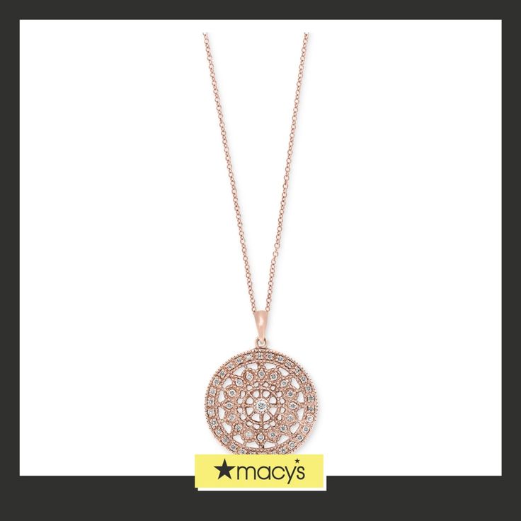 in stock Rose Gold Necklace With Pave Setting Round Pendant, Rose Gold Round Necklace With Pave Setting, Rose Gold Pave Setting Round Necklace, Rose Gold Filigree Round Necklace, Disc Pendant, White Rose, Buy Online, Yellow Gold, Rose Gold